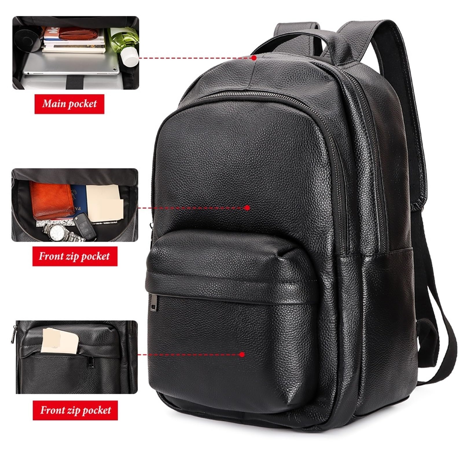 Mochilas de cuero para hombre Mochila de cuero for hombres, gran capacidad, for adolescentes, mochila escolar, for portátil