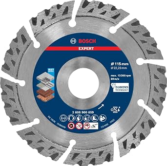 Bosch Professional 1x EXPERT MultiMaterial Elmas Kesme Diskleri Beton, Donat l  beton, Tu la, Yumu ak ta ,   115 mm, Aksesuar K k Avu  Ta lama Makinesi