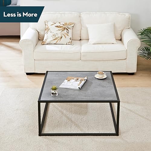 Miniatura 6 de SAYGOER Mesa de centro pequeña cuadrada moderna para espacio pequeño, mesa central baja para sala de estar, oficina, parte superior de madera con