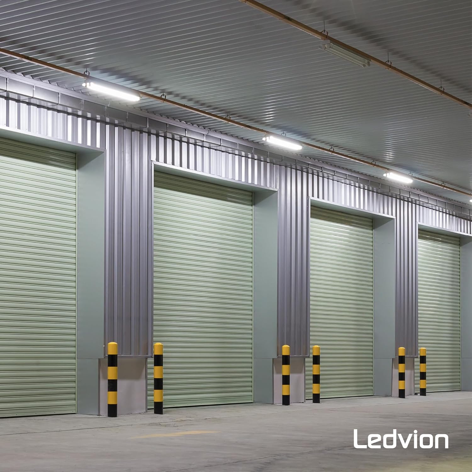 Ledvion LED TL Armatures installed in a warehouse setting