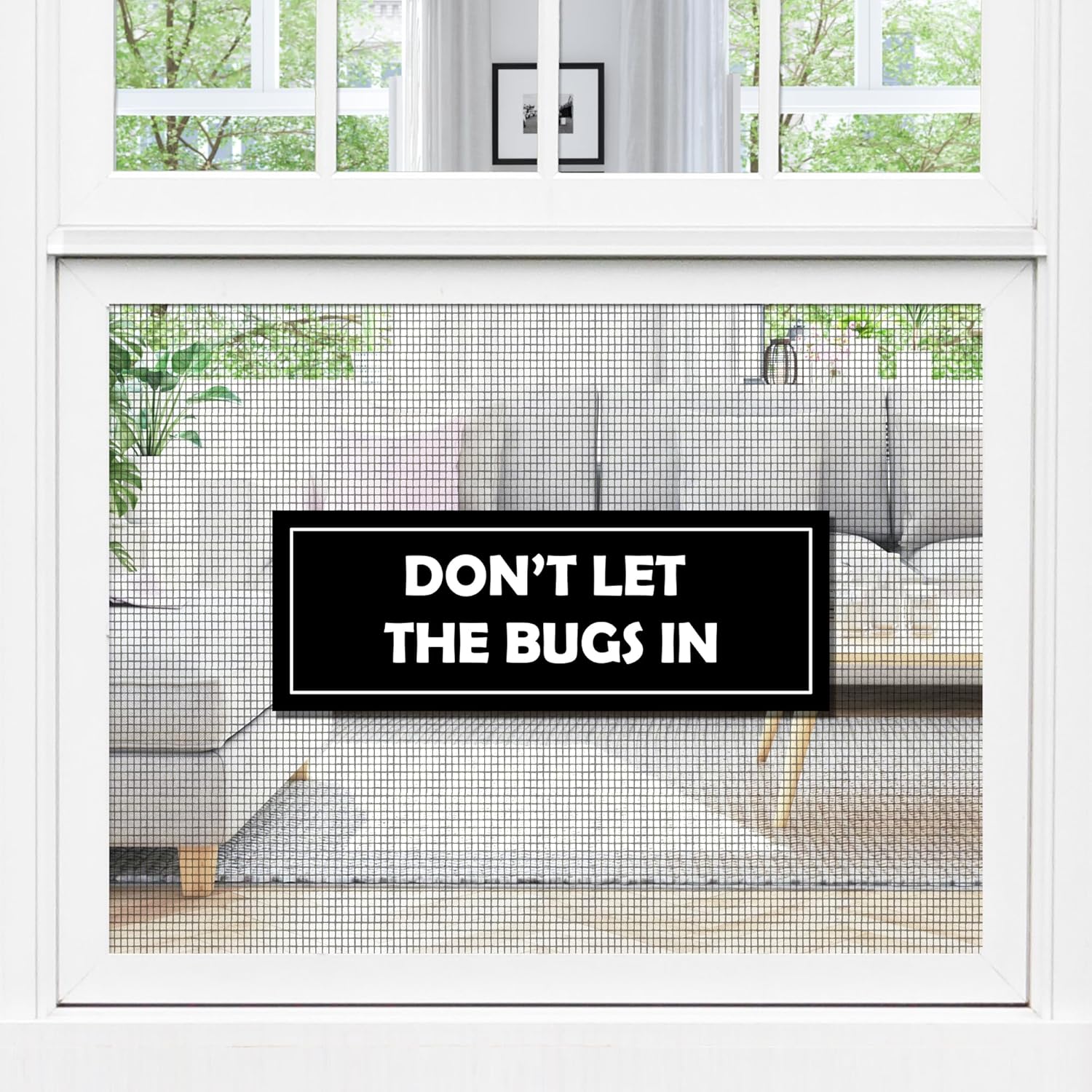 MeshMagnets 2 Pcs Acrylic Screen Door Magnets | Decorative Anti-Collision Signs for People, Pets & Birds | 10” x 3.75" - Bugs (Set of 2)