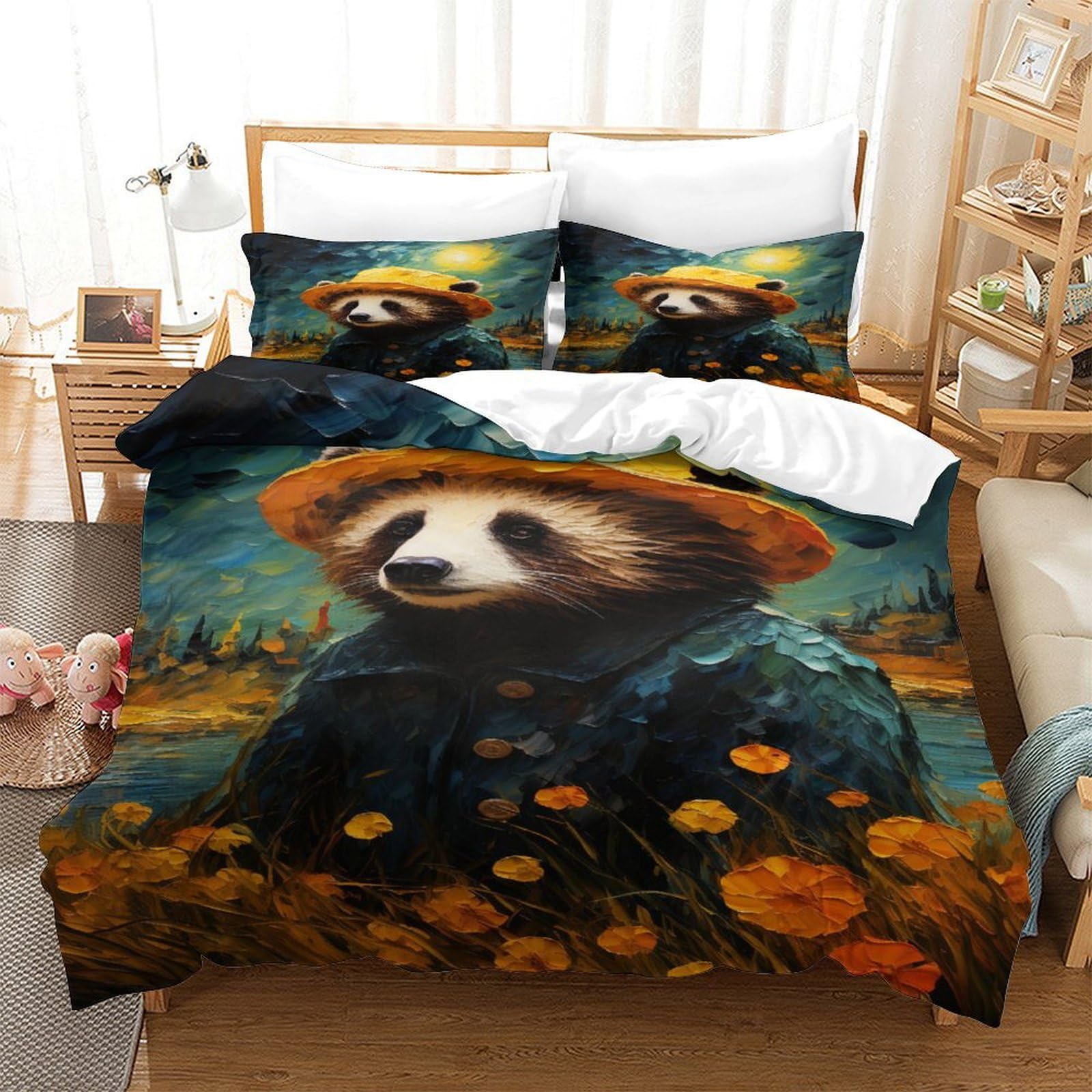 P1S9U7W5Y Artistic Animal 3D Printed Duvet Cover Set 3pcs Microfiber Floral Bedding Set King
