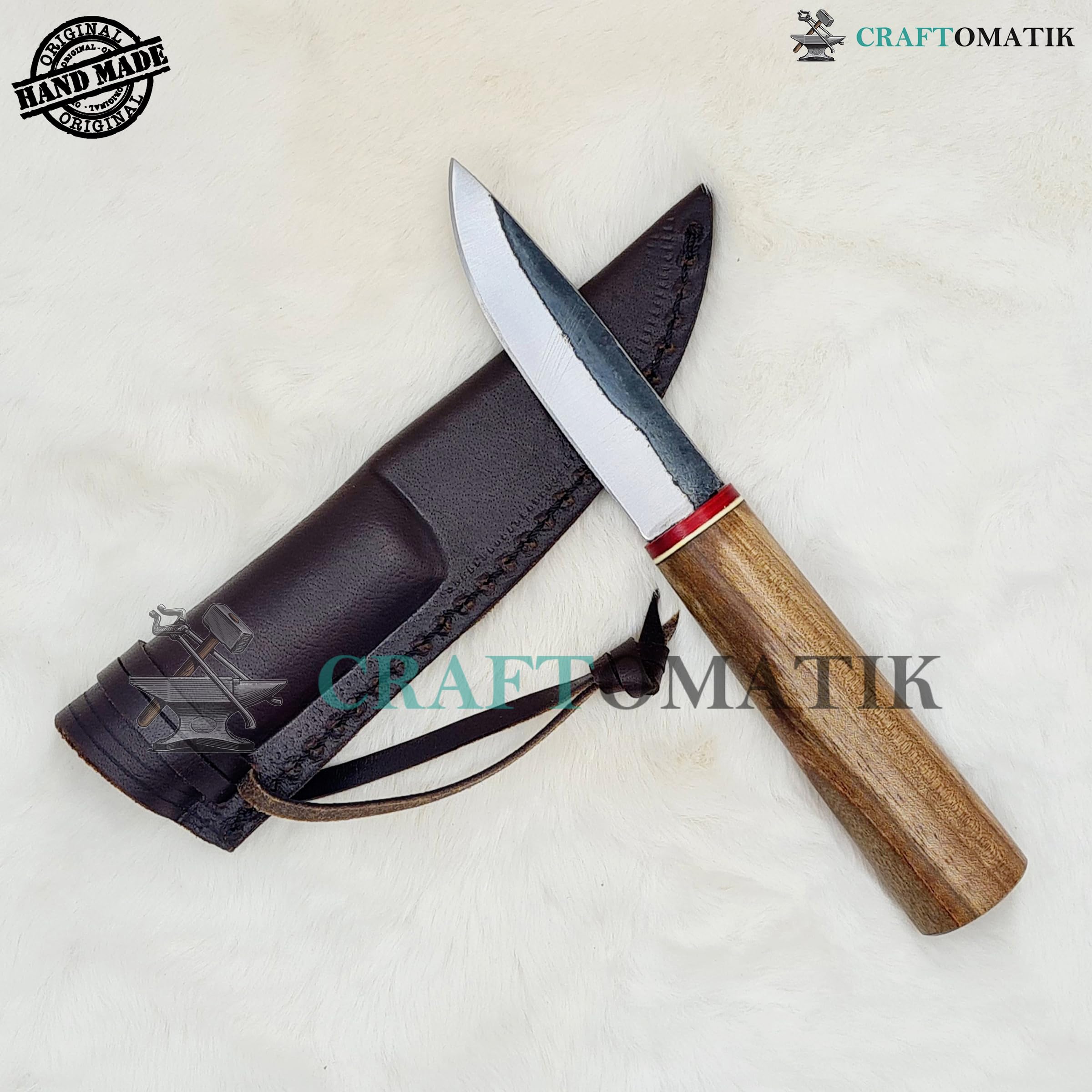 Coltello medievale | Coltello vichingo fatto a mano | Coltello celtico per giardino e campeggio con borsa in pelle | LARP | HFK28