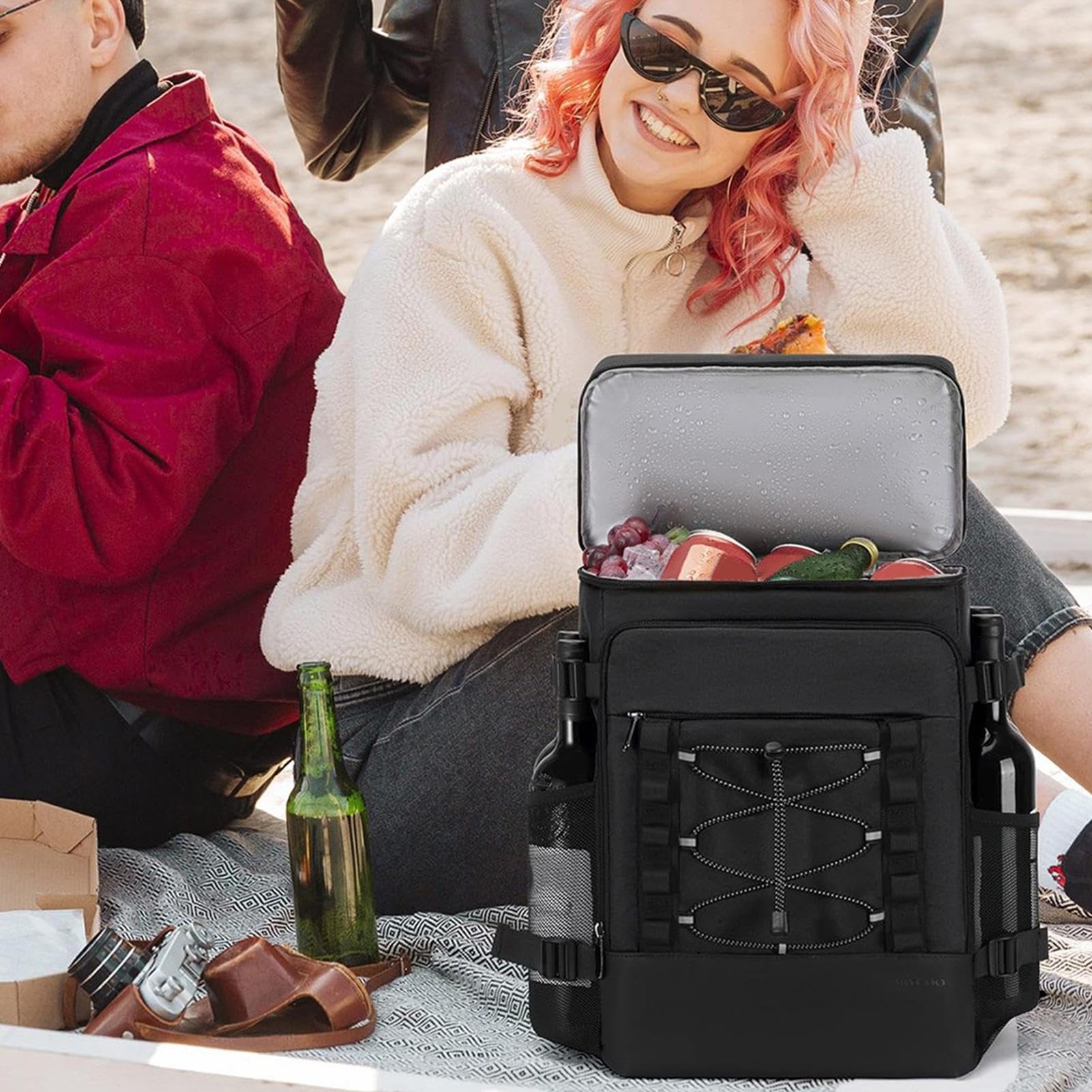 Sac à dos portable pour boîte à glace - Sac isotherme souple réutilisable avec grand rangement - Sac isotherme pour la randonnée, l'école, le déjeuner, les voyages, le camping, le travail, les
