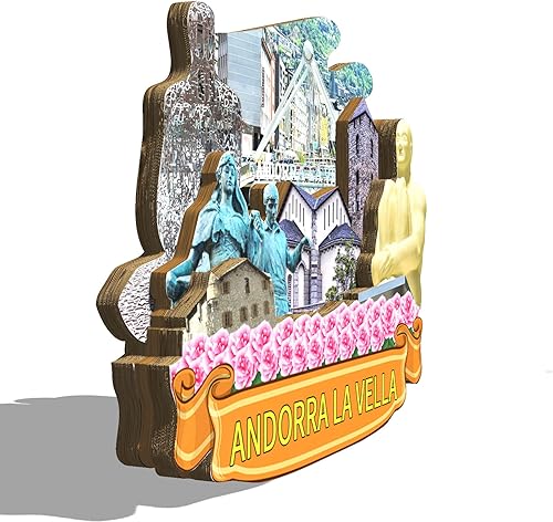 Miniatura 2 de La Vella Andorra Andorra Imán de nevera imán de madera 3D hitos de viaje coleccionables, decoración hecha a mano