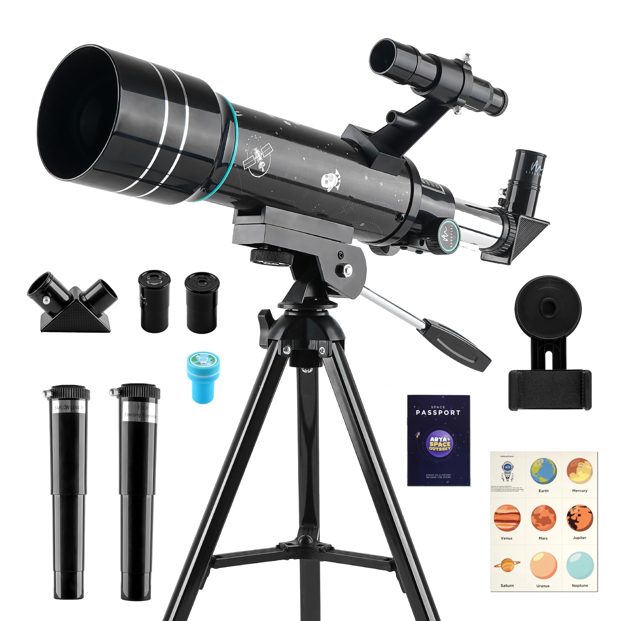 Audavibe Educational 140x Astronomical Telescope with APP | 1000+ Facts on Solar System, Spacesuits, Launchers, Celestial Bodies, etc | AstroReels, Skymap & AR Based Fun Learning (40070)