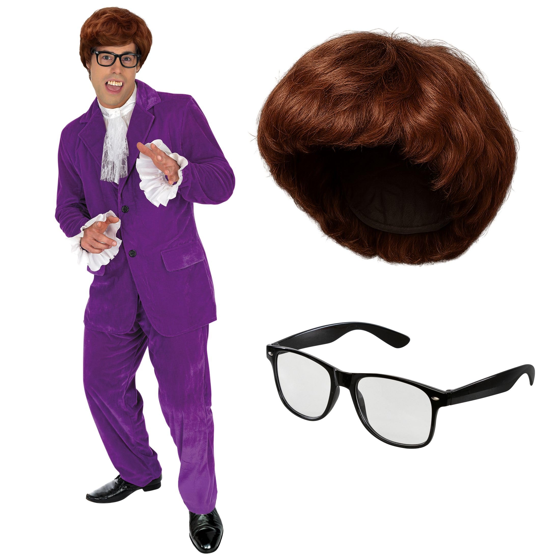 fun shack 60s Shagadelic Costume Men, Mens 1960s Spy Costume, 60s Outfits For Man, Halloween Costumes For Men, X-Large