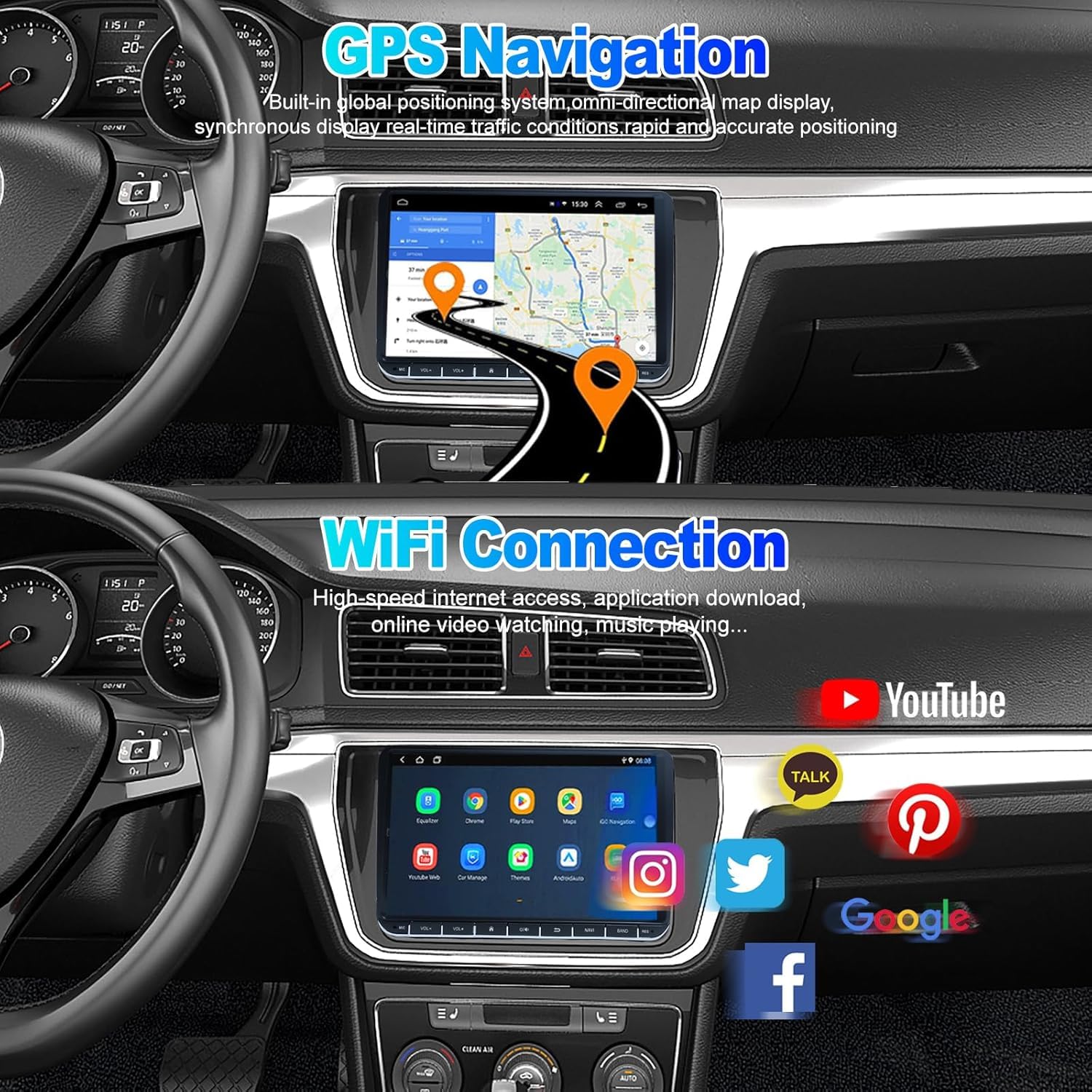 9 Zoll Autoradio für VW Golf 5 Tiguan Touran Passat Polo Skoda Caddy Seat,Radio mit Wireless Carplay/Android Auto GPS FM Bluetooth 4-LED Rückfahrkamera,2G+32G
