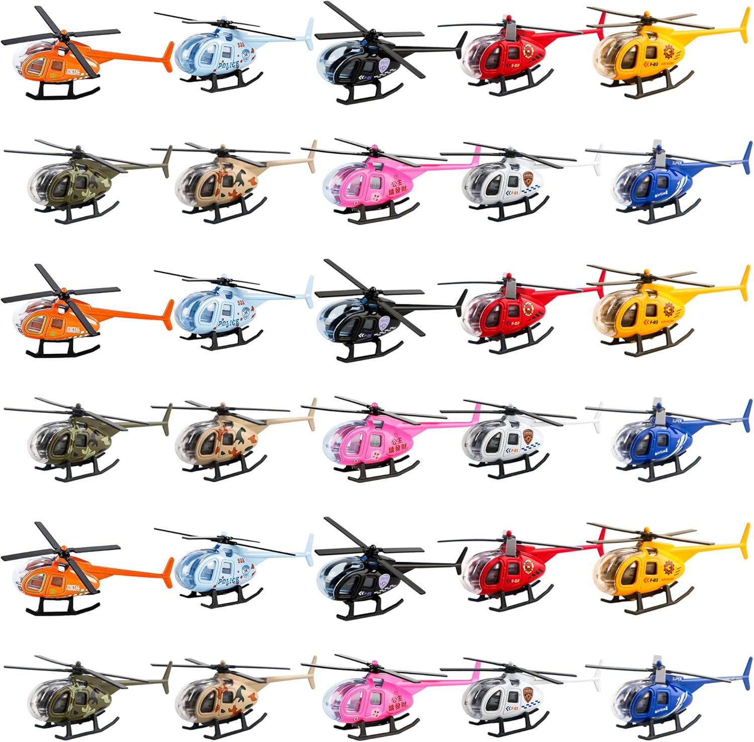 30 Pack Diecast Helicopter Toys Realistic Mini Helicopter Models for Birthday Christmas Party Favors Classroom Rewards, 10 Colors