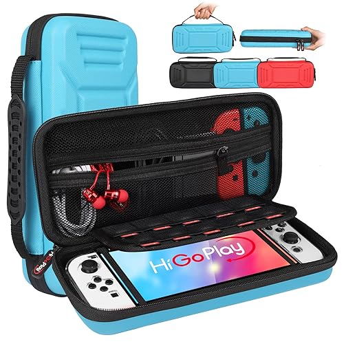 HIGOPLAY Hard Carry Case Compatible with Nintendo Switch OLED Switch Model Protective Space Shell Travel Case Portable Storage Bag with 10 Game Card