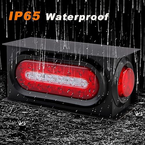 Miniatura 6 de 2 cajas de acero con kit de luces traseras de remolque, ovaladas y luces de marcador laterales redondas rojas de 2 pulgadas con ojales y coletas de