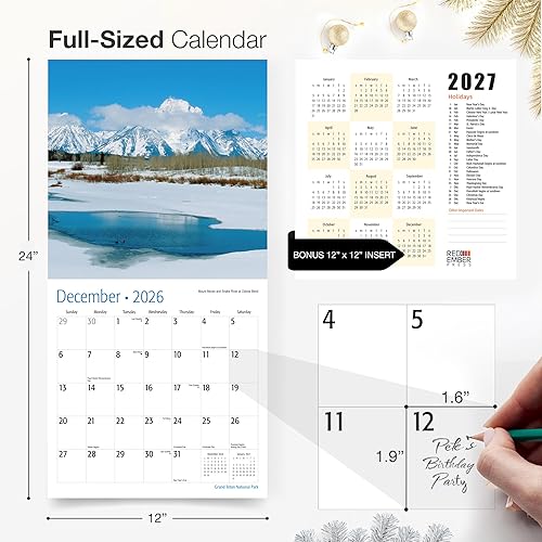 Miniatura 122 de RED EMBER Enchanted Places - Calendario de pared 2026 de 12 meses, 12 x 24 pulgadas, abierto, papel grueso y resistente, para regalo, calendario