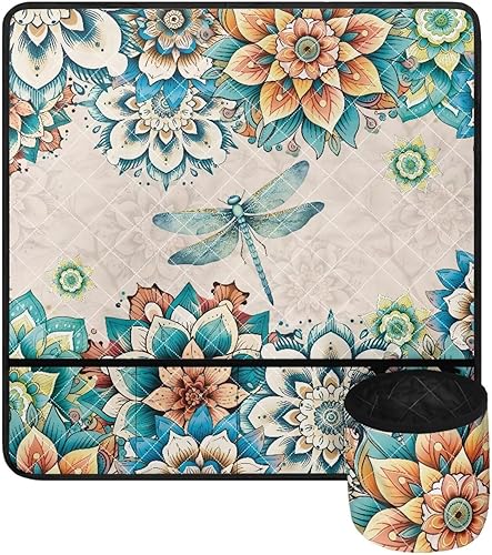 Miniatura 18 de Tapete para máquina de coser de colibrí en flor de almendra para mesa con bolsillos, resistente a las manchas, accesorios para máquina de coser