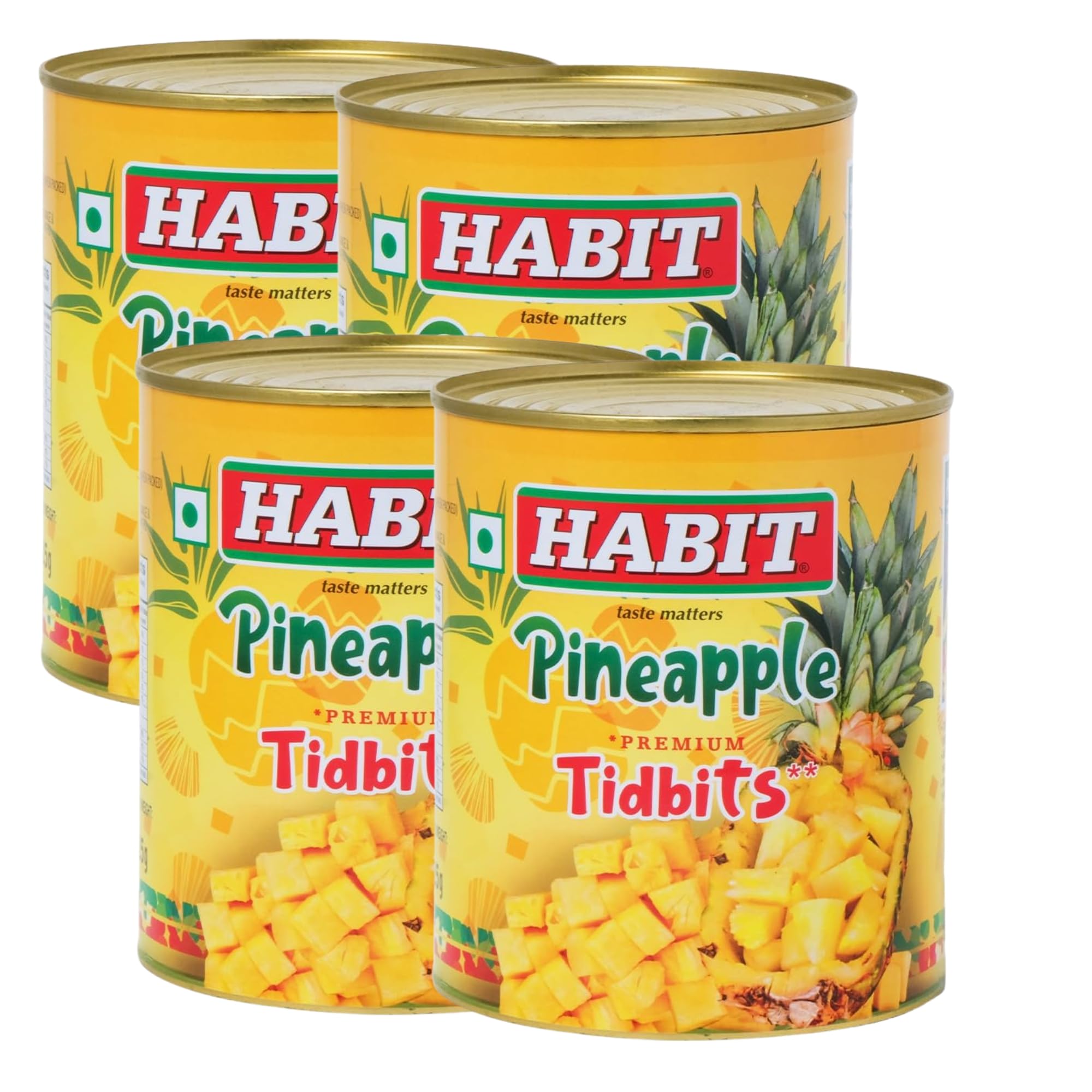 HABIT Pineapple TIDBITS - 850g| Pineapple Chunks in Sugar Syrup | Ready-to-Eat | Perfect for Cakes, Pastries, Ice Creams, Cocktails & Desserts (Pack of 4)-image-42