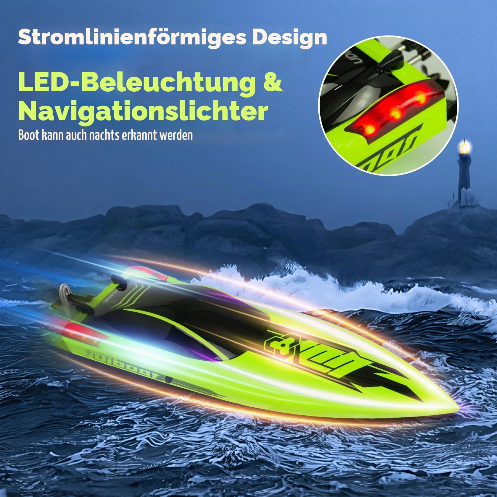 Ulifance UDI018 RC Boot Brushless für Pools und Seen, Groß Ferngesteuertes Boot Grün