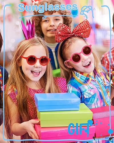 Miniatura 6 de Flutesan 24 pares de lentes de sol redondos para niños, lindos lentes de sol circulares retro para niños y niñas, niños pequeños al aire libre UV,