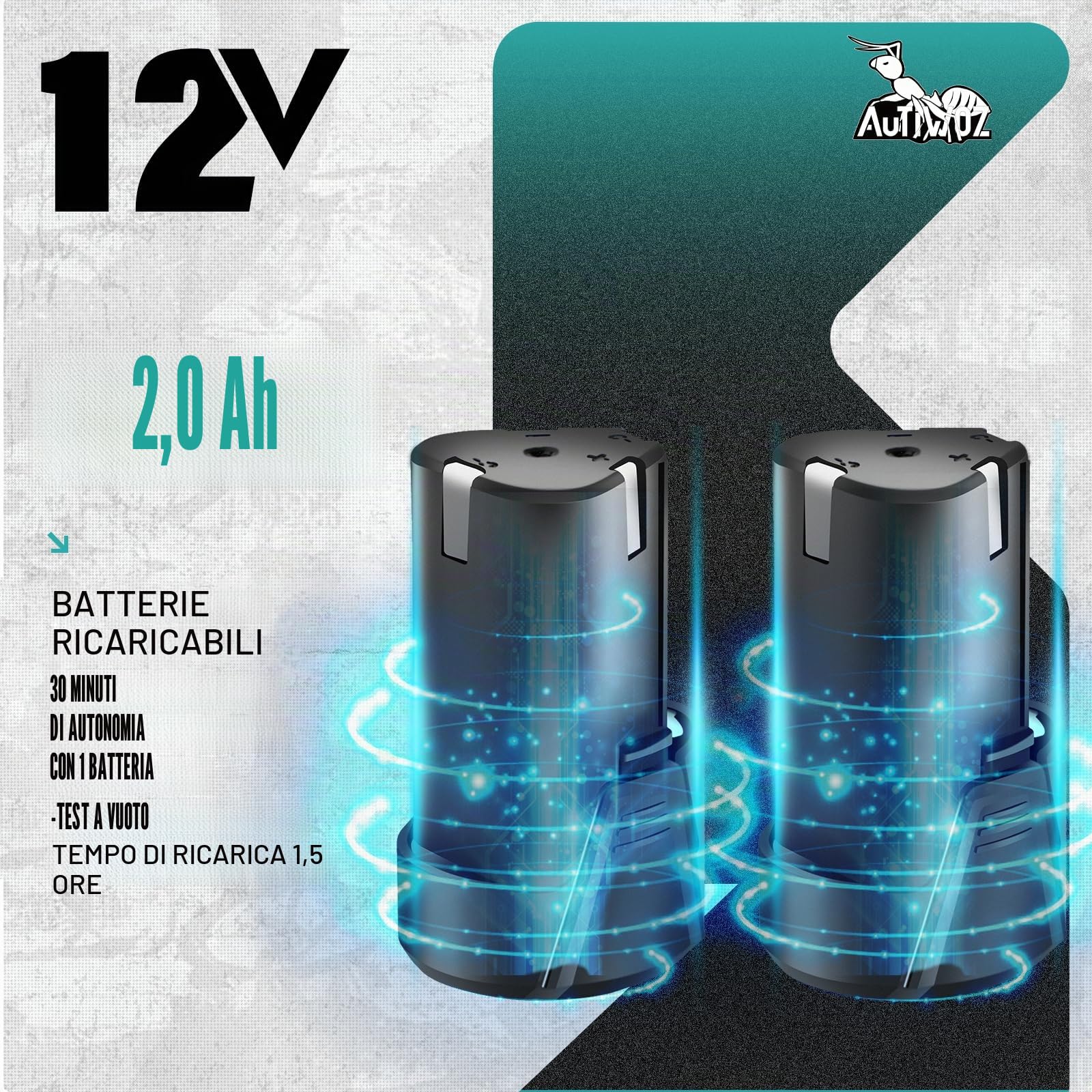 AUTIWOZ Lucidatrice a batteria per auto, mini lucidatrice 30 mm/75 mm, rimozione dei graffi, batterie Li-ion 12 V 2,0 Ah, 6 velocità W62