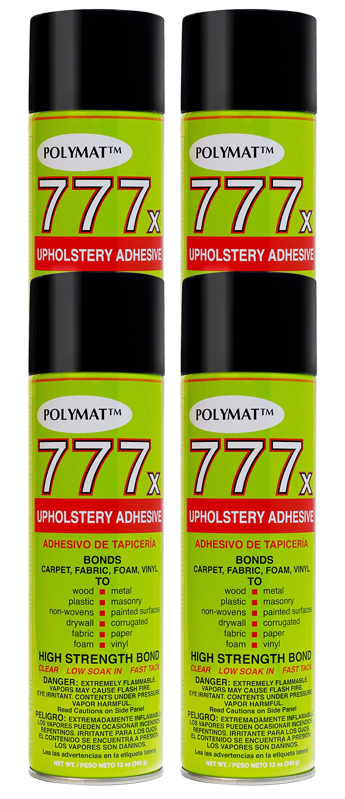 Qty 4 POLYMAT 777 Spray Glue Multipurpose Adhesive Compatible with Installing Acoustic Panels in Home Studio