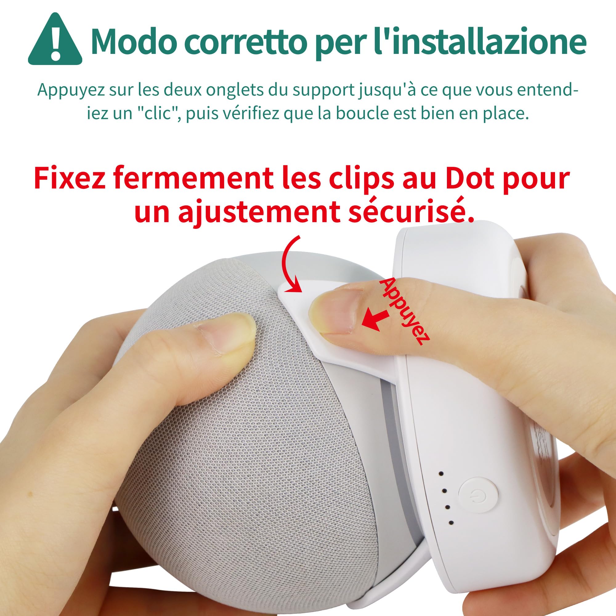 PlusAcc Batteria per Dot 4.&5. Gen - portatile Base Base Accessori (Solo batteria) (Bianco)