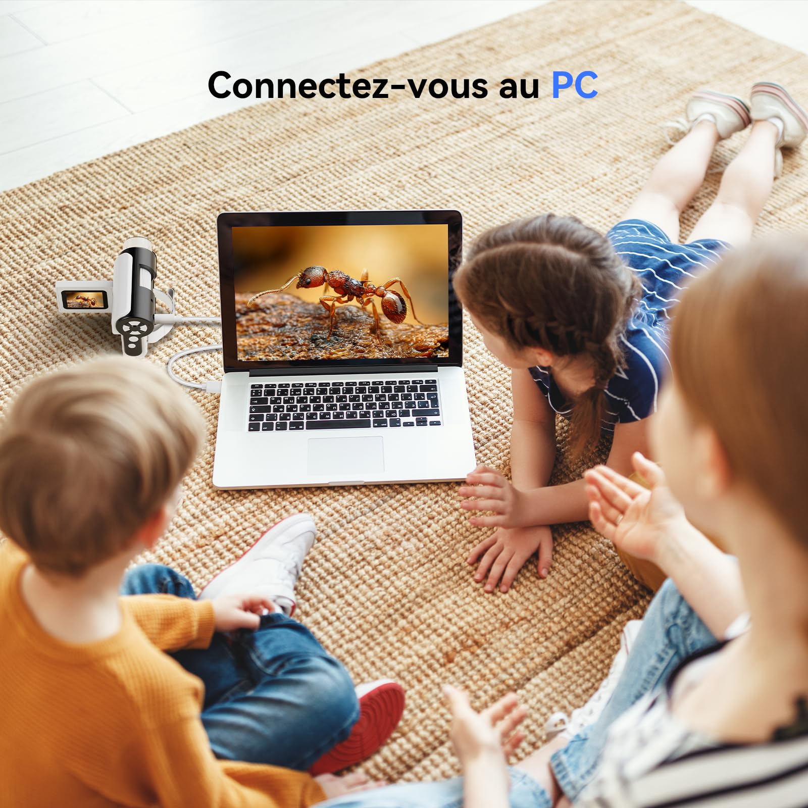 TOMLOV P20 Microscope Numérique Portable Enfants 1080P Écran LCD Pliable 2" 32 Go
