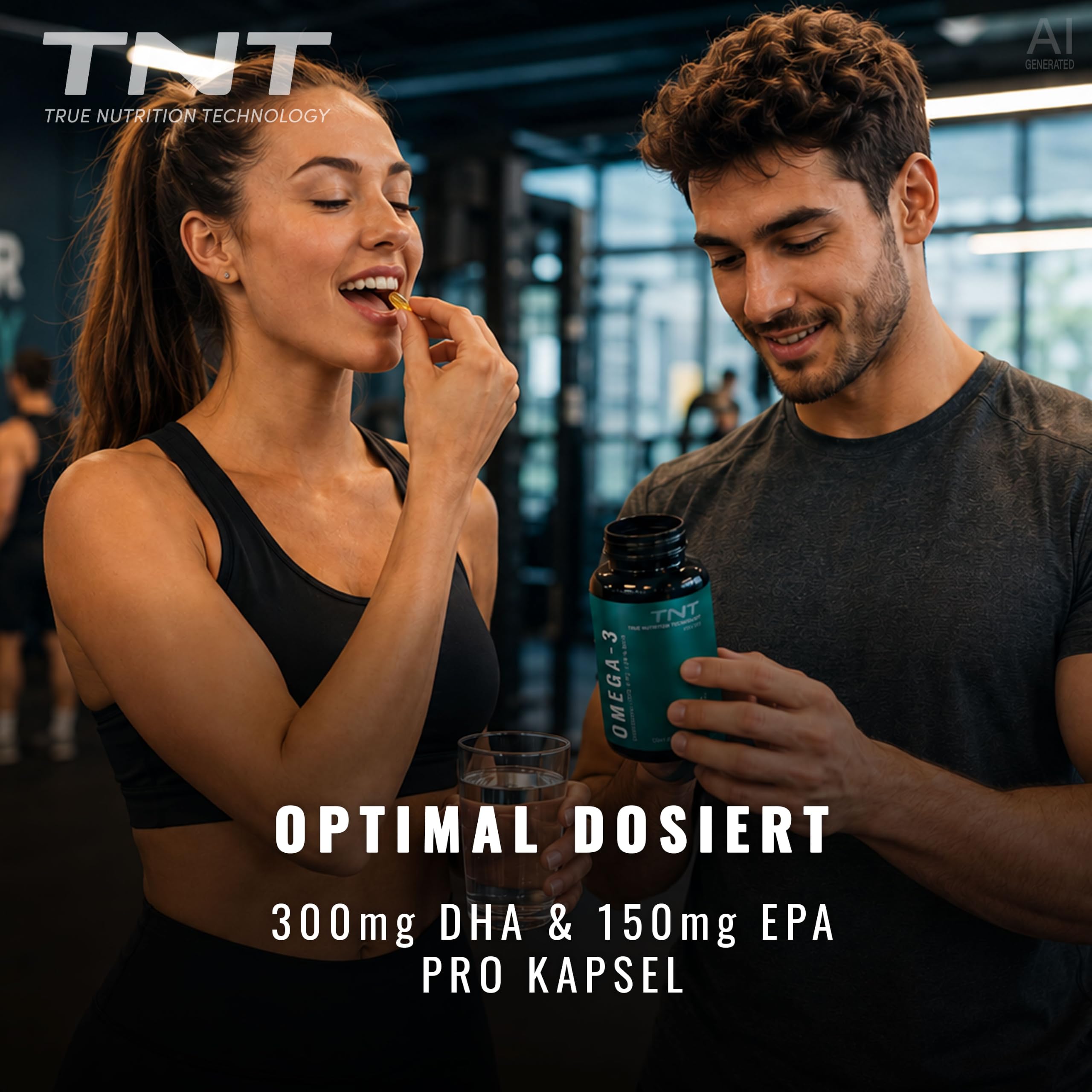 TNT Vegan Omega 3 Kapseln - Aus Algenöl - 120 Stück - 15% EPA & 30% DHA