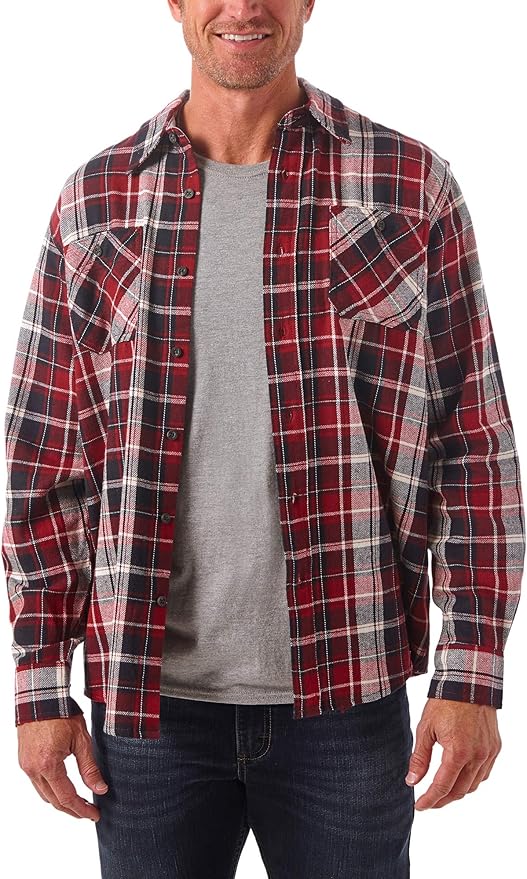 Wrangler Authentics Men's Long Sleeve Flannel Shirt at Amazon Men’s