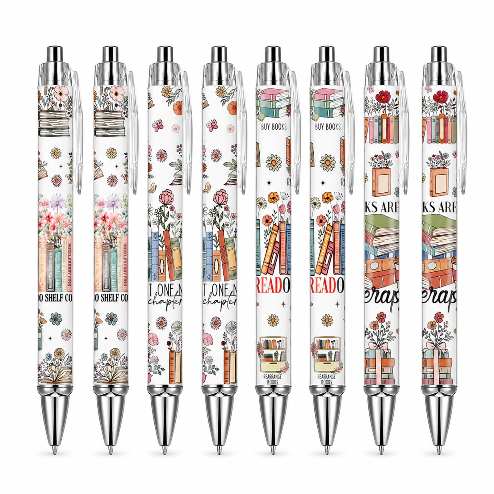 Velorin 8 Pcs Pens for Book Lover, Book Lover Gifts, Bookish Gifts Pens for Men Women