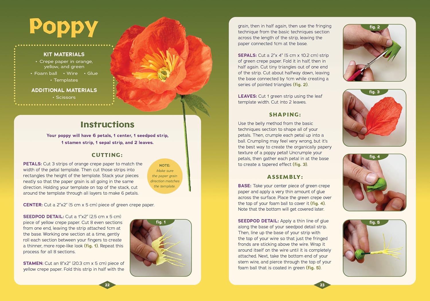 Crepe Paper Flowers: Create Beautiful Blooms & Bouquets with Paper - Includes: 7 Colors of Crepe Paper, Green Wire, Foam Balls, Glue, Templates, Instruction Book