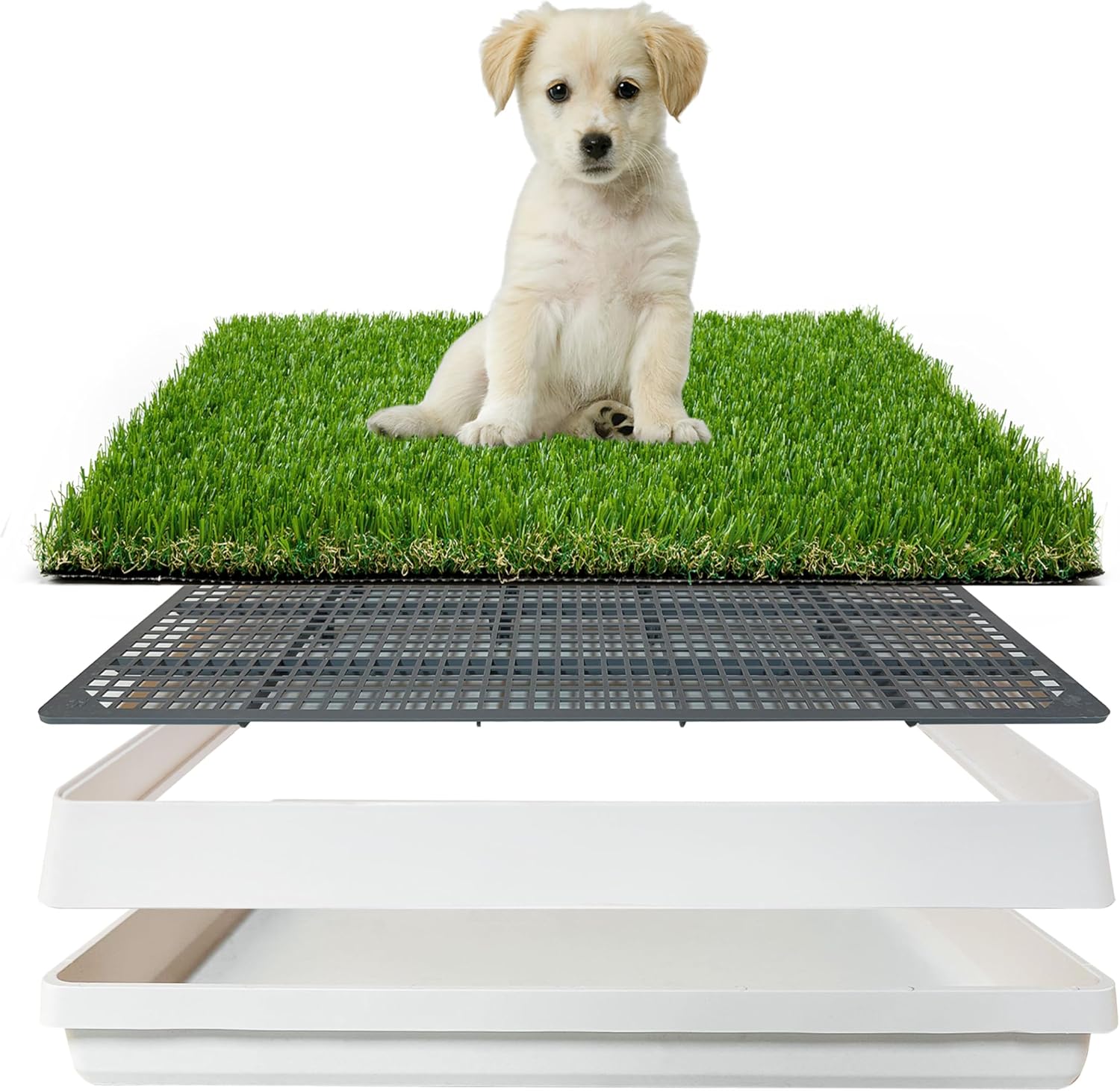 Grass Pad with Tray for Dogs Litter Box Porch Potty for Puppy Pee Training Indoor Fake Grass Pee Pad Artificial Grass with Pee Pad Holder