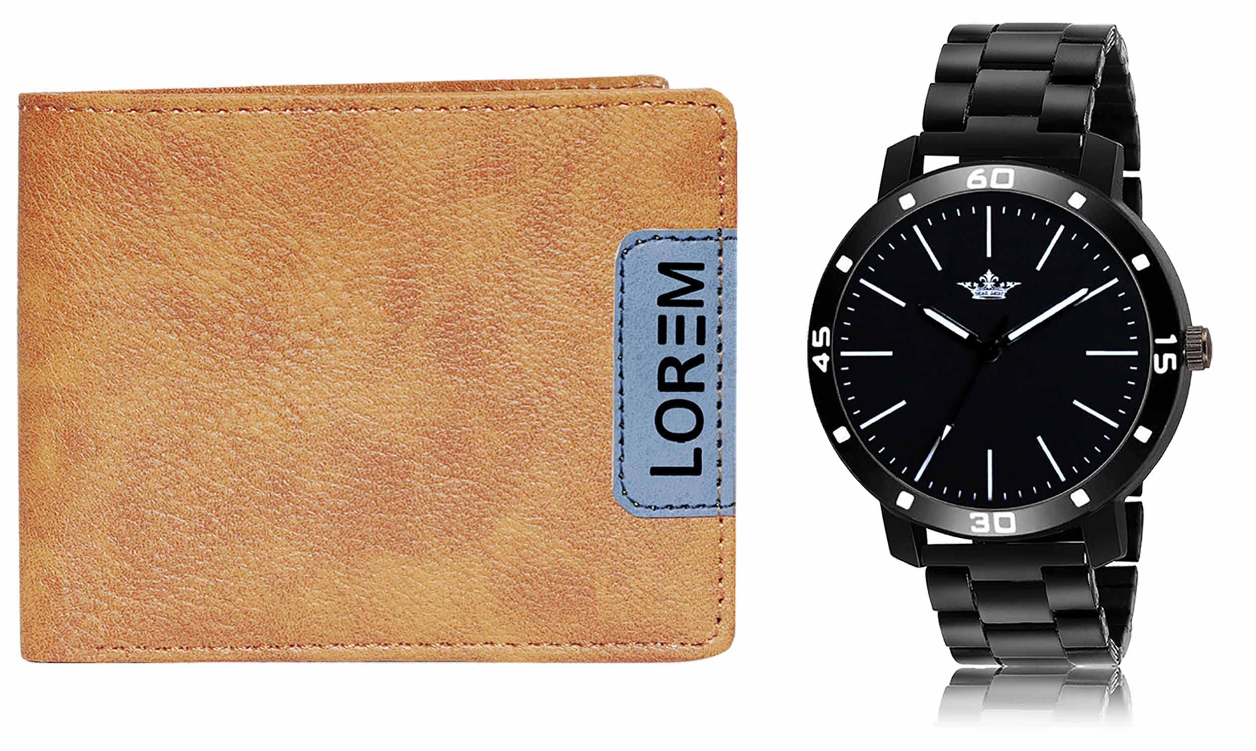 LOREM Orange Color Faux Leather Wallet & Black Analog Watch Combo for Men | WL11-LR112 (B09W27Z4MB) Amazon Price History, Amazon Price Tracker