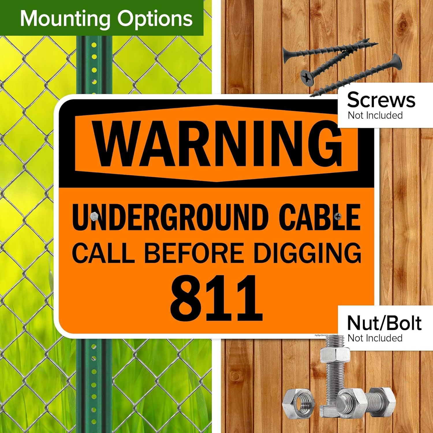 Warning Underground Cable Call Before Digging 811 Osha Sign, 18x24 Inches, Rust Free .063 Aluminum, Fade Resistant, Made in USA by My Sign Center