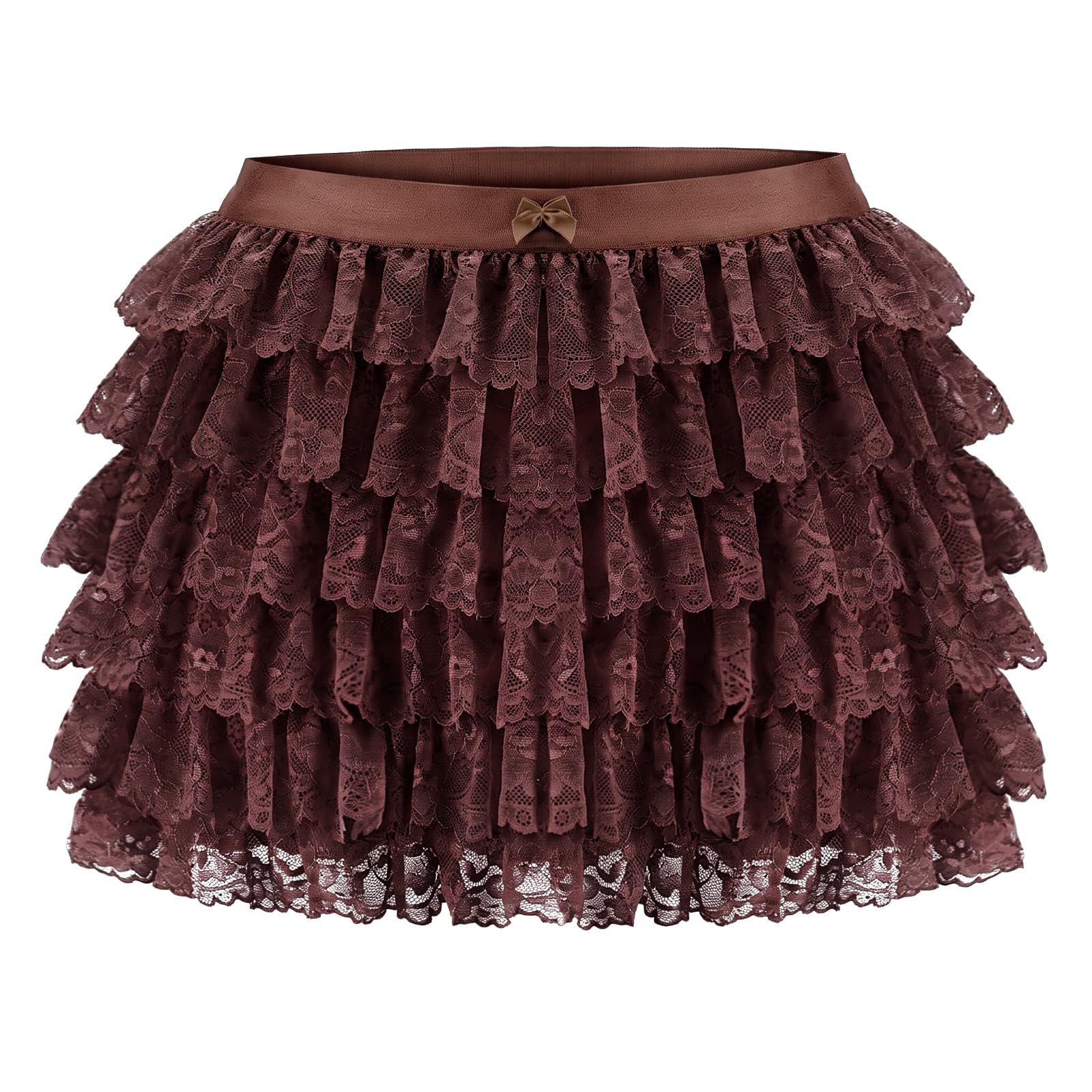 Women Y2K Lolita Bloomers Lace Mesh Ruffle Shorts Sexy Boyshorts Elastic Waist Sweet Pettipants