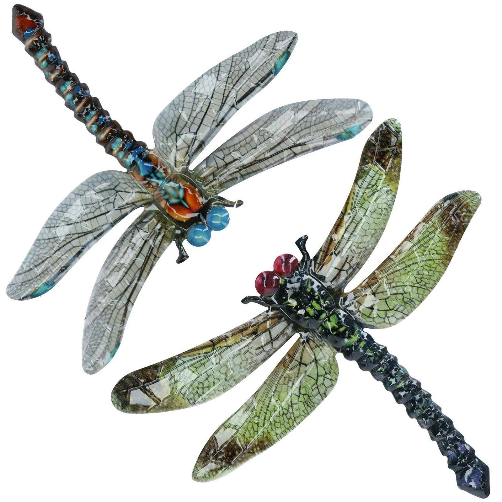 AB Tools Set of 2 Metal Dragonfly Garden/Home Wall Art Ornament 35x28cm Indoor/Outdoor