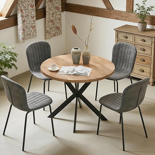 Miniatura 32 de Juego de mesa de comedor redonda de 37 pulgadas para 4, moderno juego de café de cocina de círculo pequeño para apartamento, sala de estar, oficina,