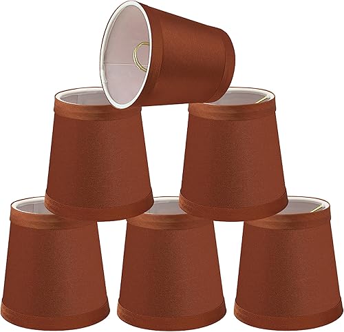 Aspen Creative 32715-6 Juego de pantallas de lámpara de araña con clip con forma de imperio pequeño (paquete de 6), diseño de transición en secoya,