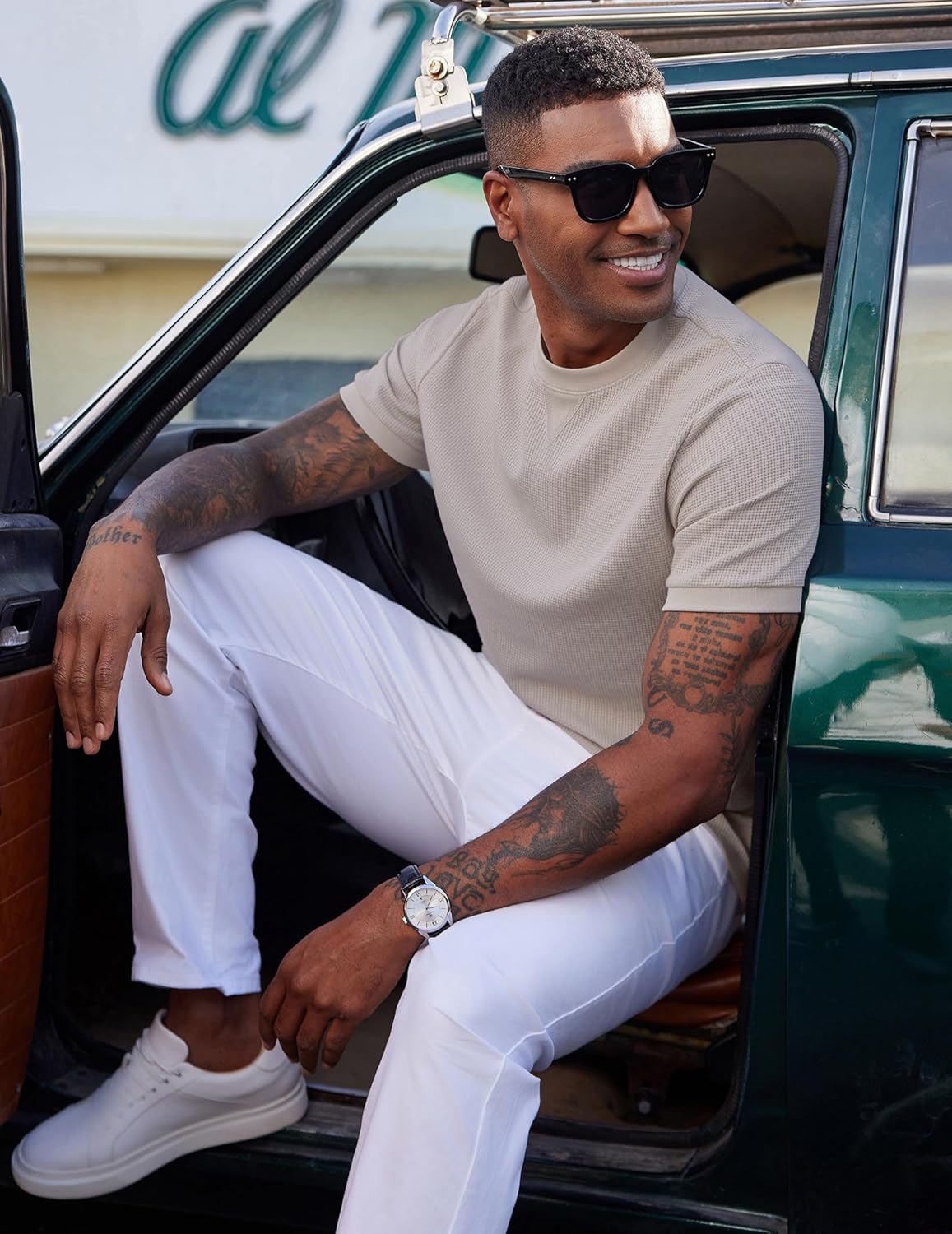 COOFANDY Men's Waffle T-Shirts Short Sleeve Casual Crew Neck Shirt Cotton Summer Plain Pullover Tees - Image 3