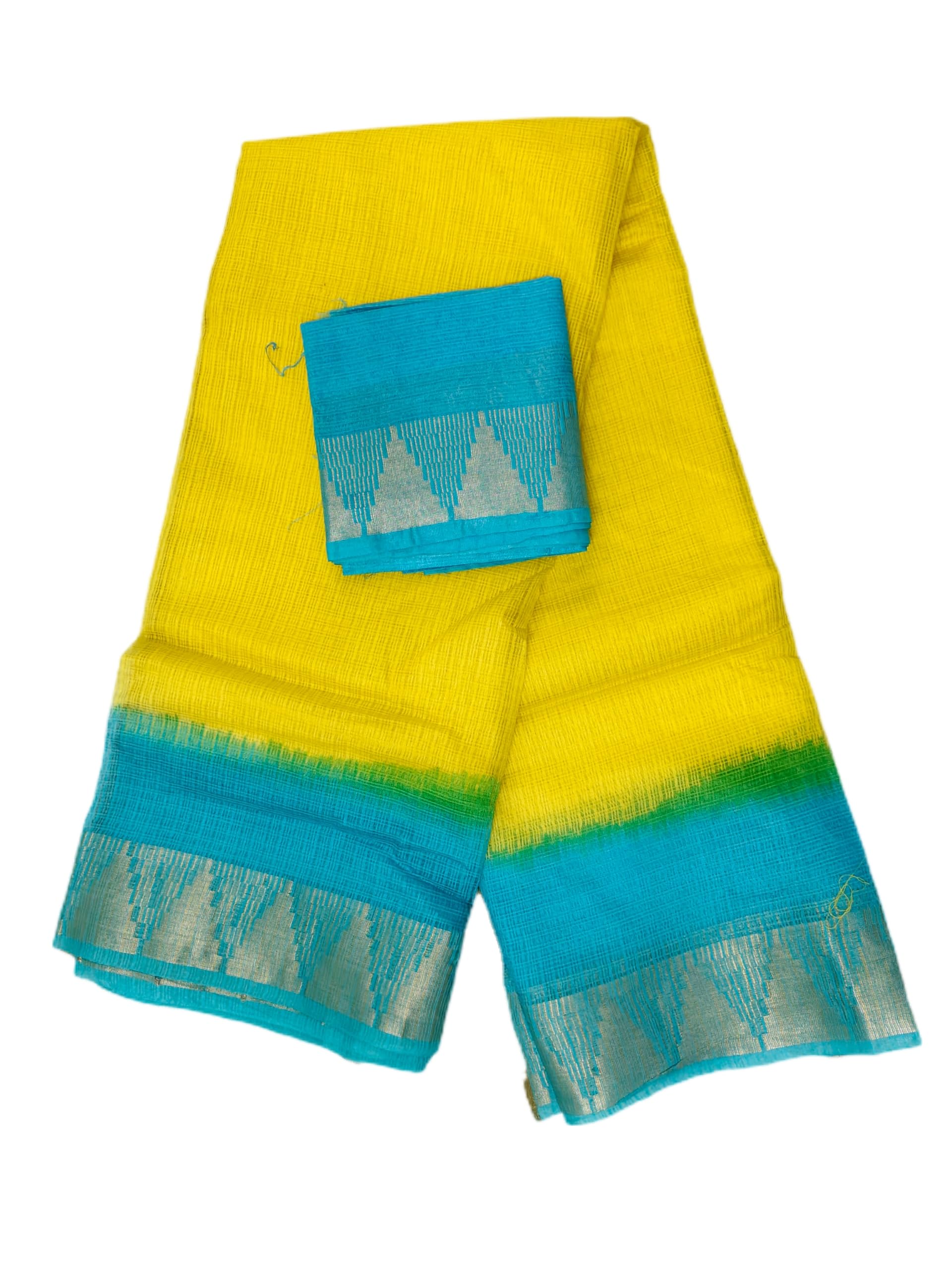 Women's Handwoven Kota Doria Cotton Silk Saree With Temple Zari Border | Lightweight and Tie-Dye Colour | Checked Pattern Saree_Contrast Blouse Piece-image-45