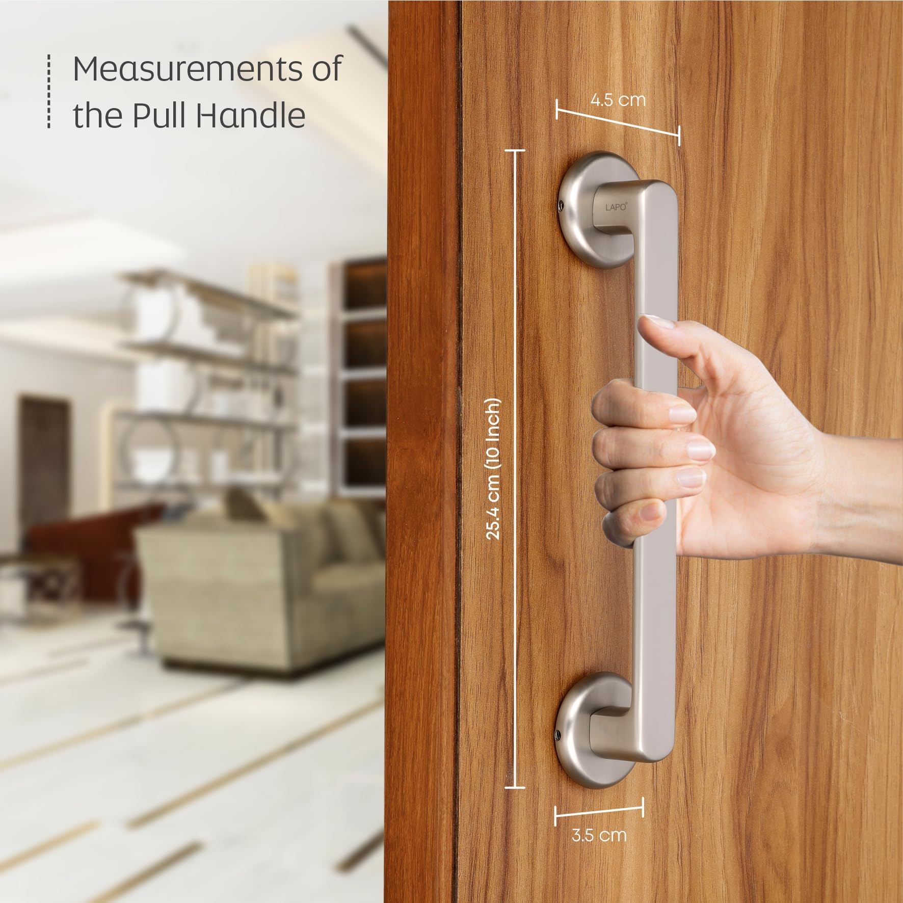 LAPO Pull Push Handle for Entry Doors | 10 Inch Handles for Home | Matt Finish | Compatible with 30โ100mm Door Thickness | Well Suited for Wooden Doors | for Wardrobe, Cupboard & Long Drawers 2