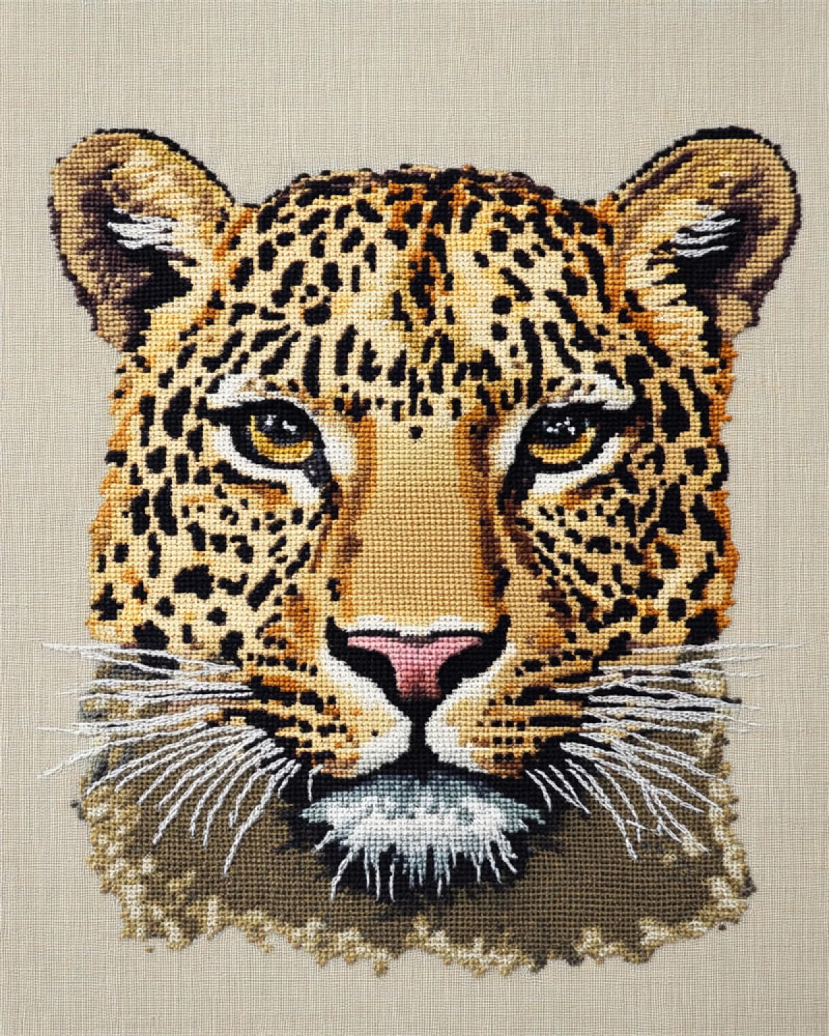 DIY Kit De Bordado Francés Con Cuentas Retrato De Animal Leopardo Kit De Bordado Con Cuentas Para Adultos,Set De Tapiz Con Bordado A Mano,Kits De Bordado Con Cuentas De Semillas Para Hacer 40x50cm
