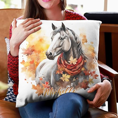 Miniatura 3 de Hyturtle Almohada personalizada con hojas de arce de caballo de otoño (inserto incluido)  Regalos para los amantes del otoño  Regalos de decoración