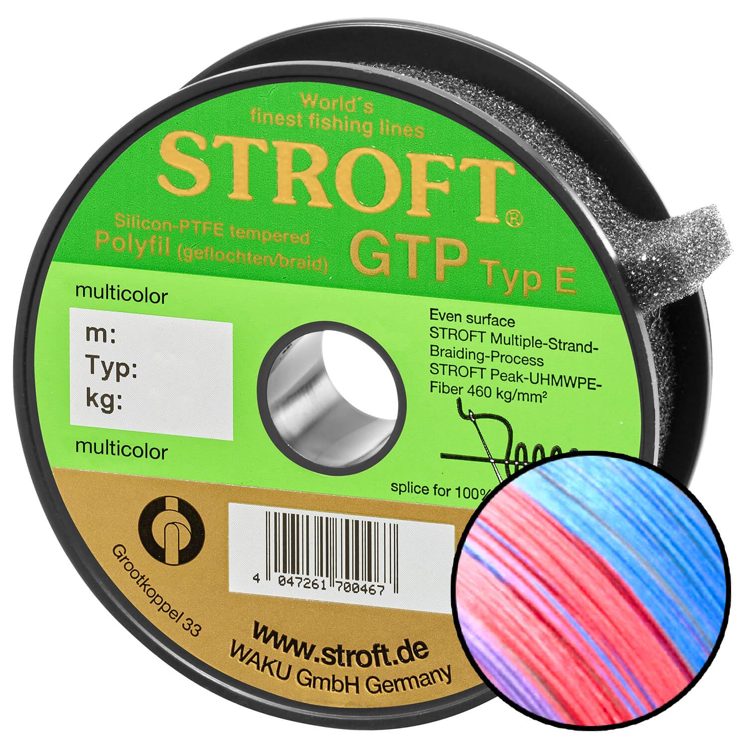 Stroft Schnur GTP Typ E multicolor 150m geflochtene Angelschnur - 8-fach PE Braid, rund & leise, extrem abriebfest, hohe Tragkraft, ohne Coating, für Spinnfischen auf Hecht, Zander & Barsch