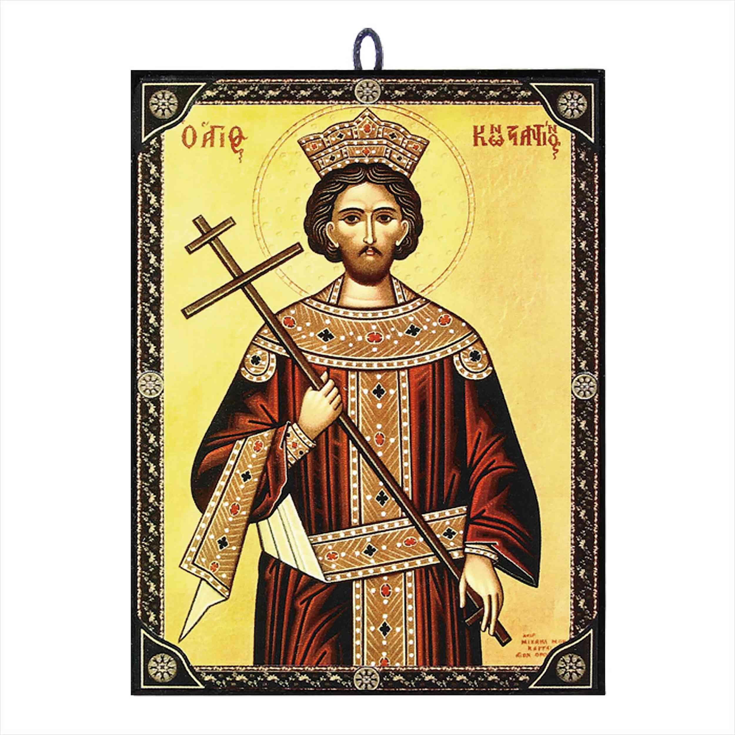 NKlaus Icon Saint Constantine 9.7 x 13.5 x 1.2 cm Christian Icon Orthodox from Greece 60129