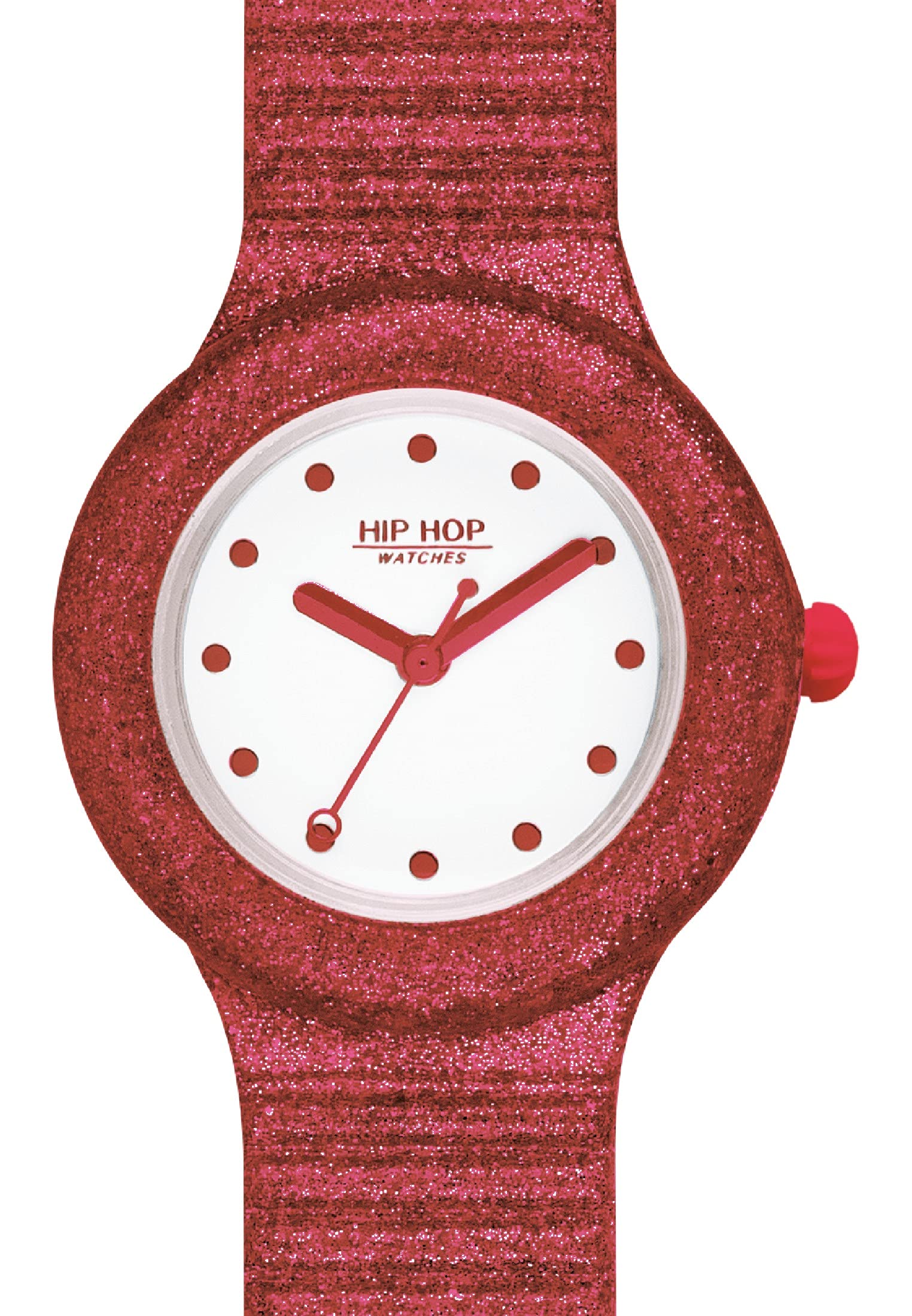 HIP HOP, Collezione Sparkling Mania, Orologio Donna, Cinturino Glitterato in Morbido Silicone, Resistente all'Acqua, Lunghezza Regolabile fino a 27,7 cm, Pratica Chiusura con Bottone