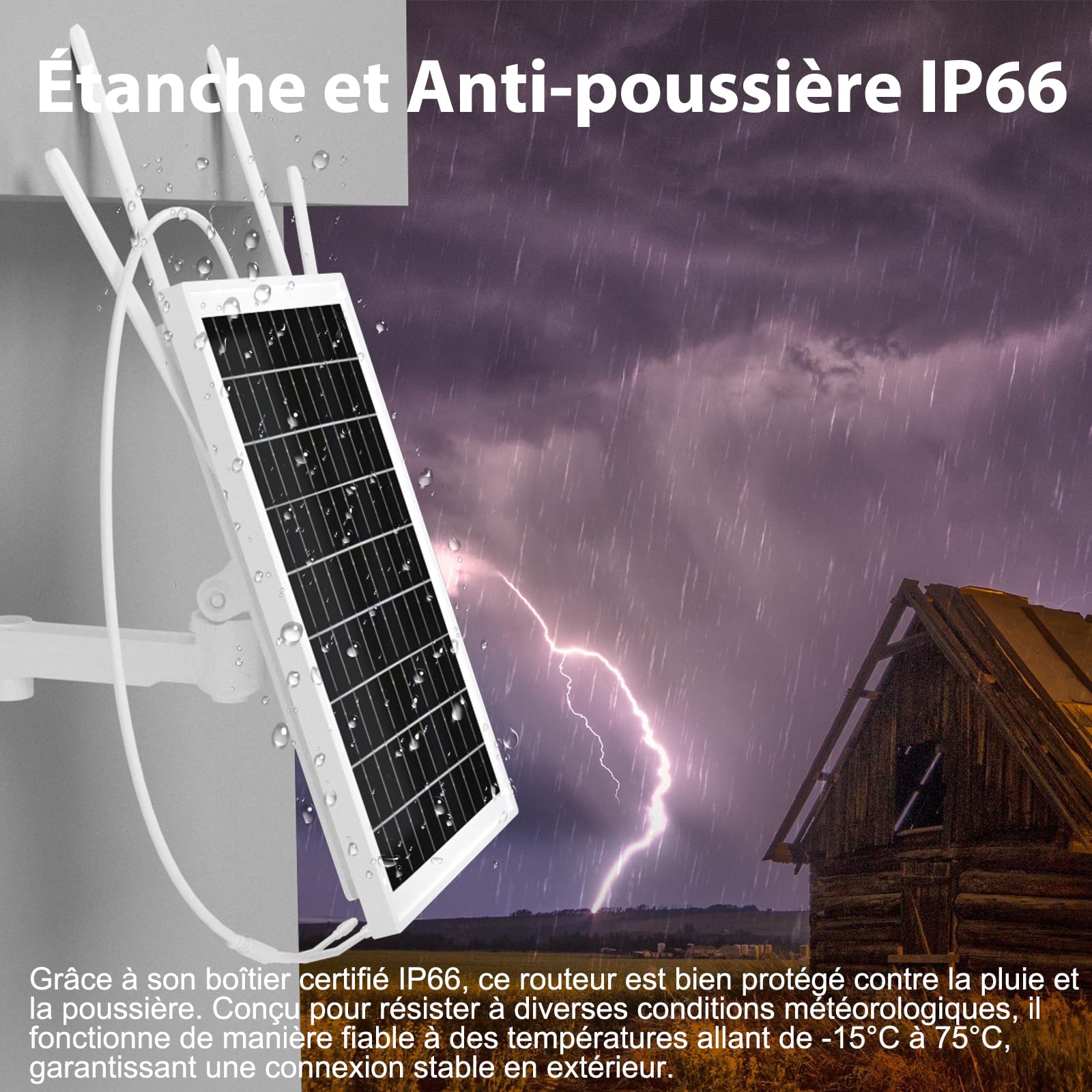 Routeur de Modem 4G LTE alimenté par Le Soleil
