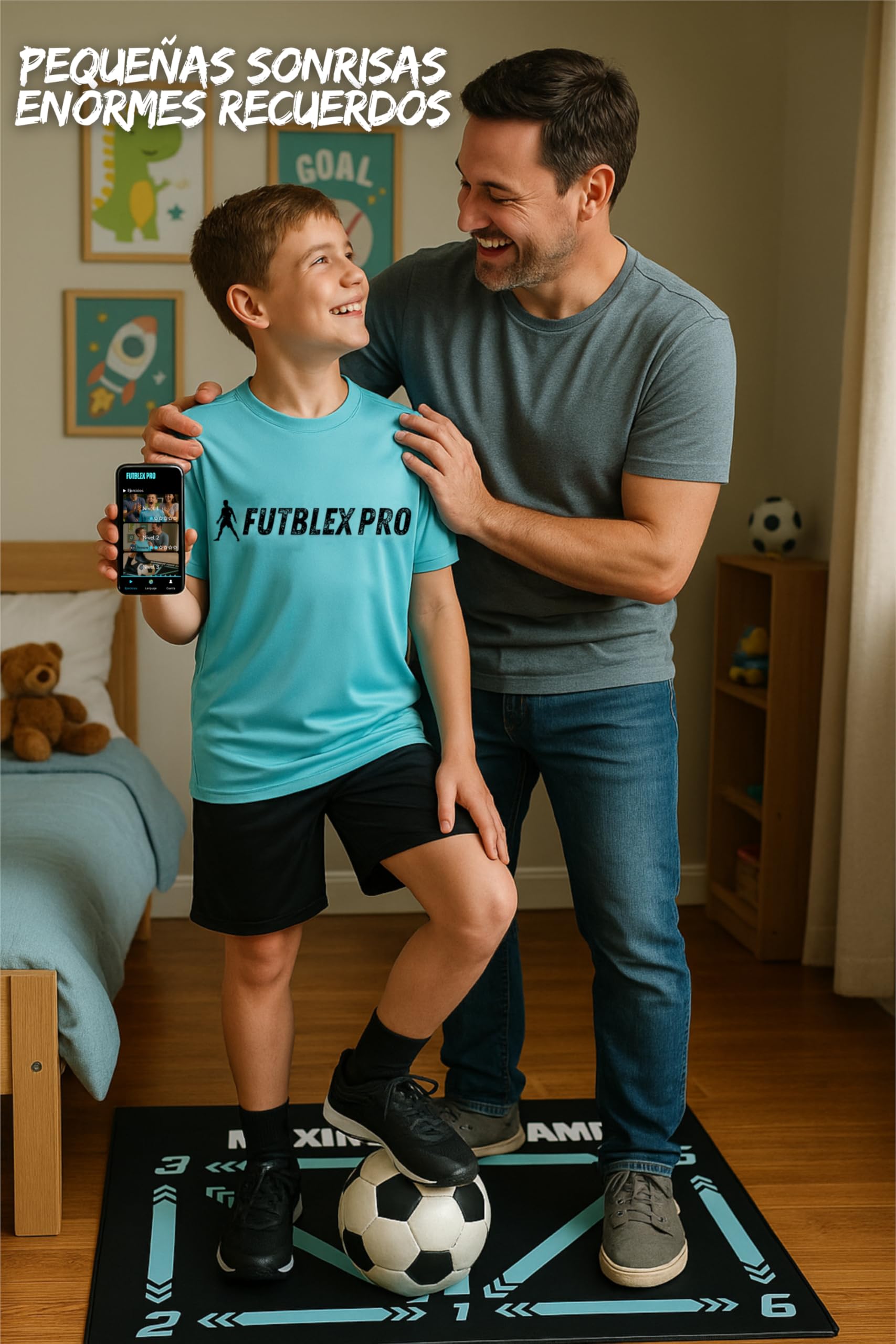 Alfombra Entrenamiento Futbol con App – Kit Completo con App para Todas Las Edades, Medias Antideslizantes, Bolsa de Transporte y Caja para Regalo