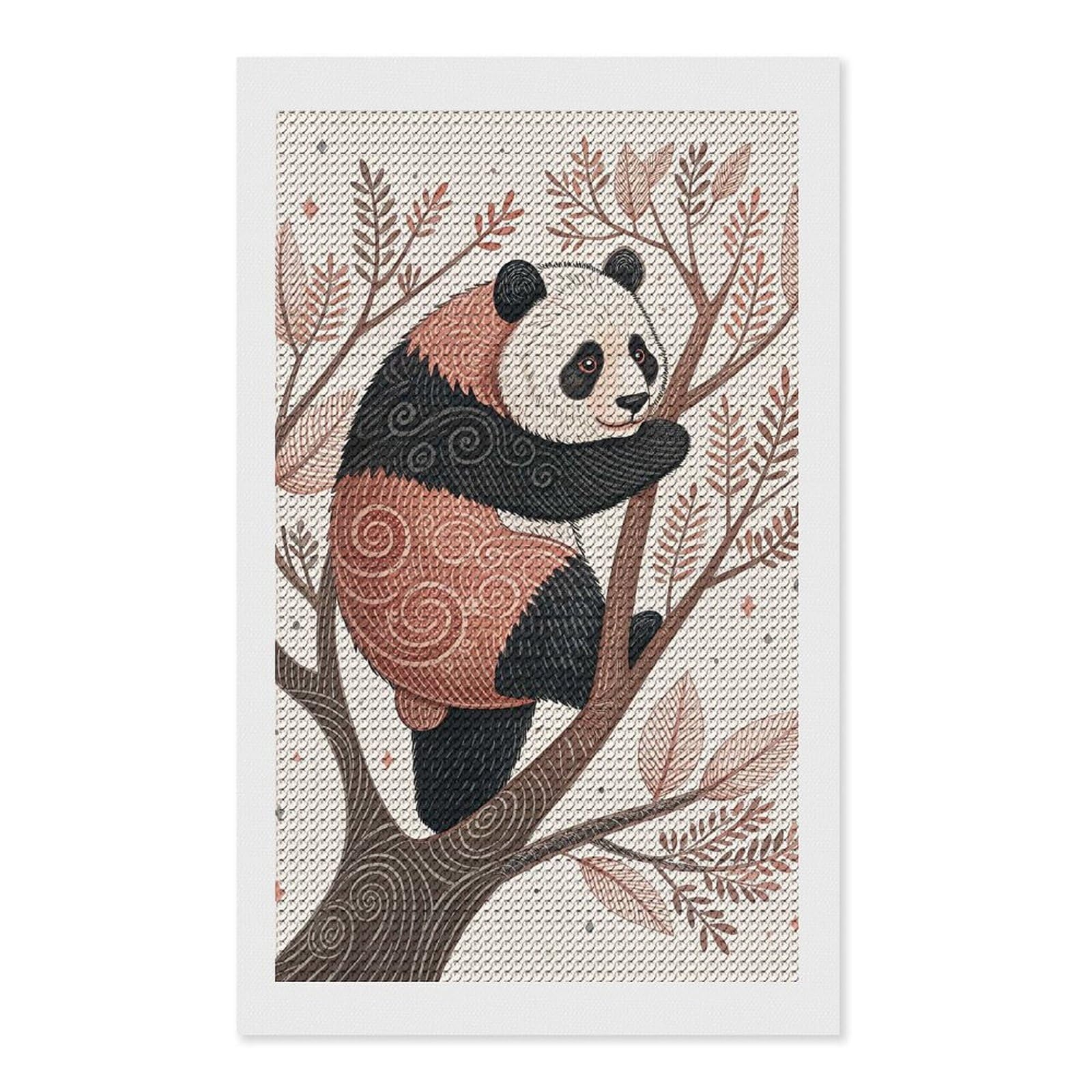 Junmoney Panda in A Tree Diamond Painting Canvas Set 12"x20", Mindful Craft Activity, Nice Detail and Sparkle, Farmhouse Decor, Birthday Gift