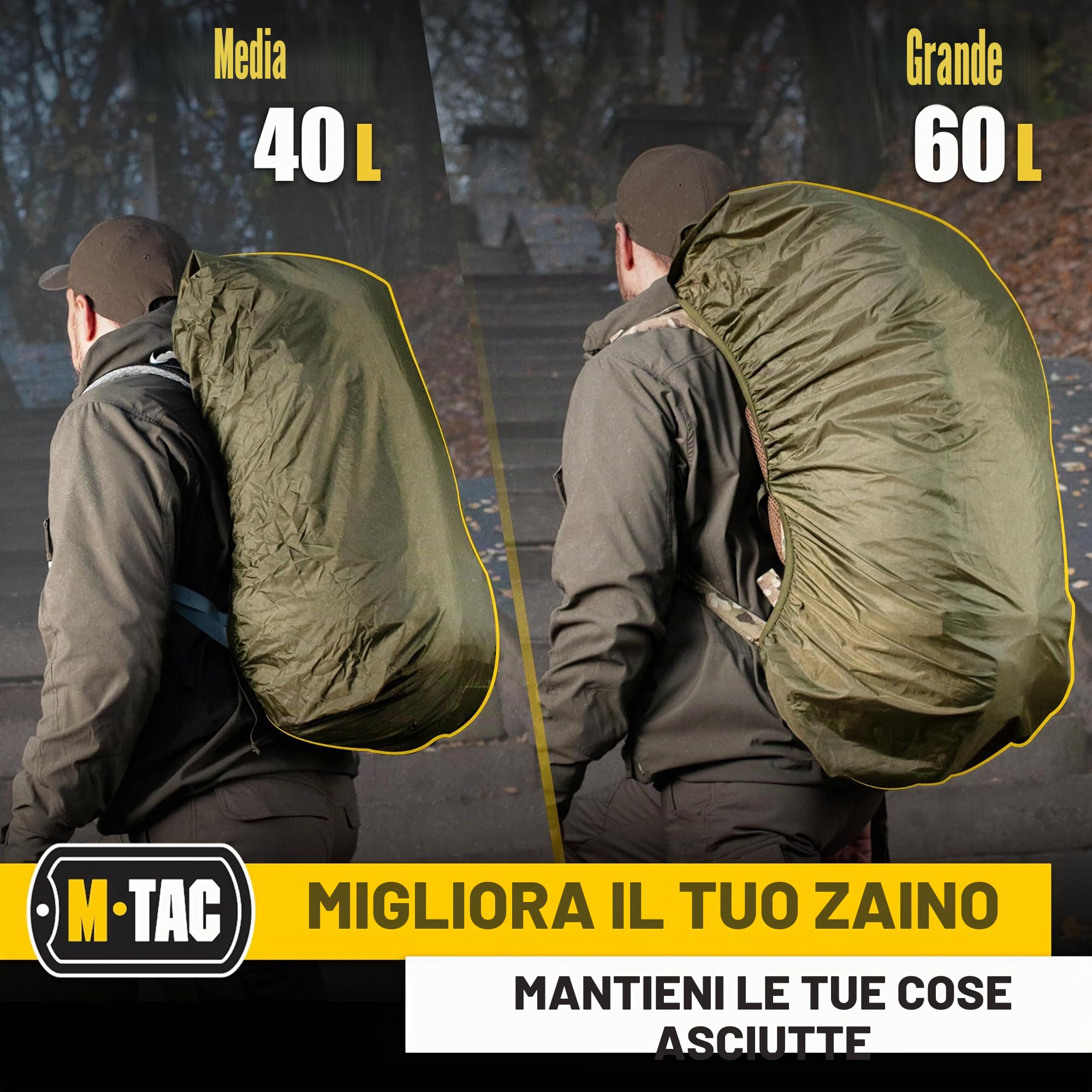 m-tac Copertura Antipioggia Impermeabile per Escursionismo, Campeggio, Viaggi