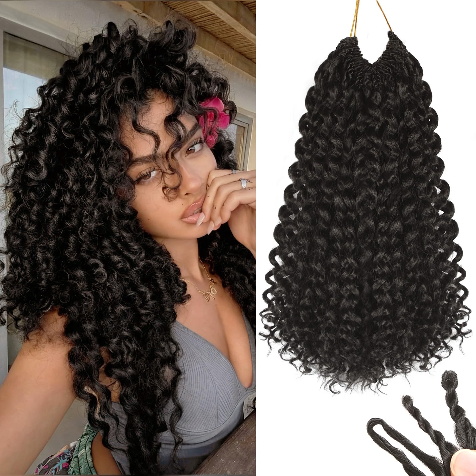Photo 1 of 120 Strands Curly Crochet Hair Gogo Curl Pure Protein Fiber Close to Human Hair 14 Inch Pre looped Deep Wave Curly Crochet Hair For Black Women Beach Curl Twist Braiding Hair Extensions (14inch 2#)