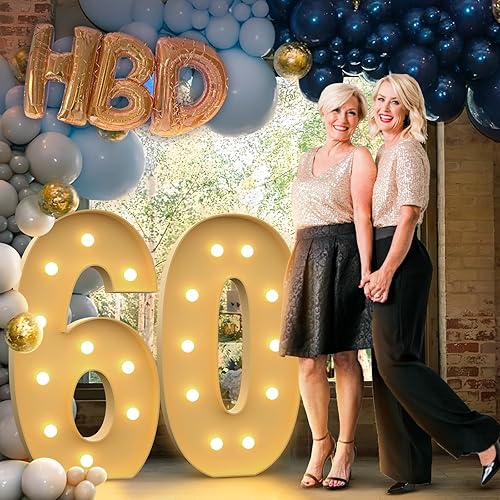 Miniatura 6 de Números iluminados de 6, números de marquesina de 4 pies para decoración de cumpleaños de 16 y 60 años, números de mosaico para globos, letras