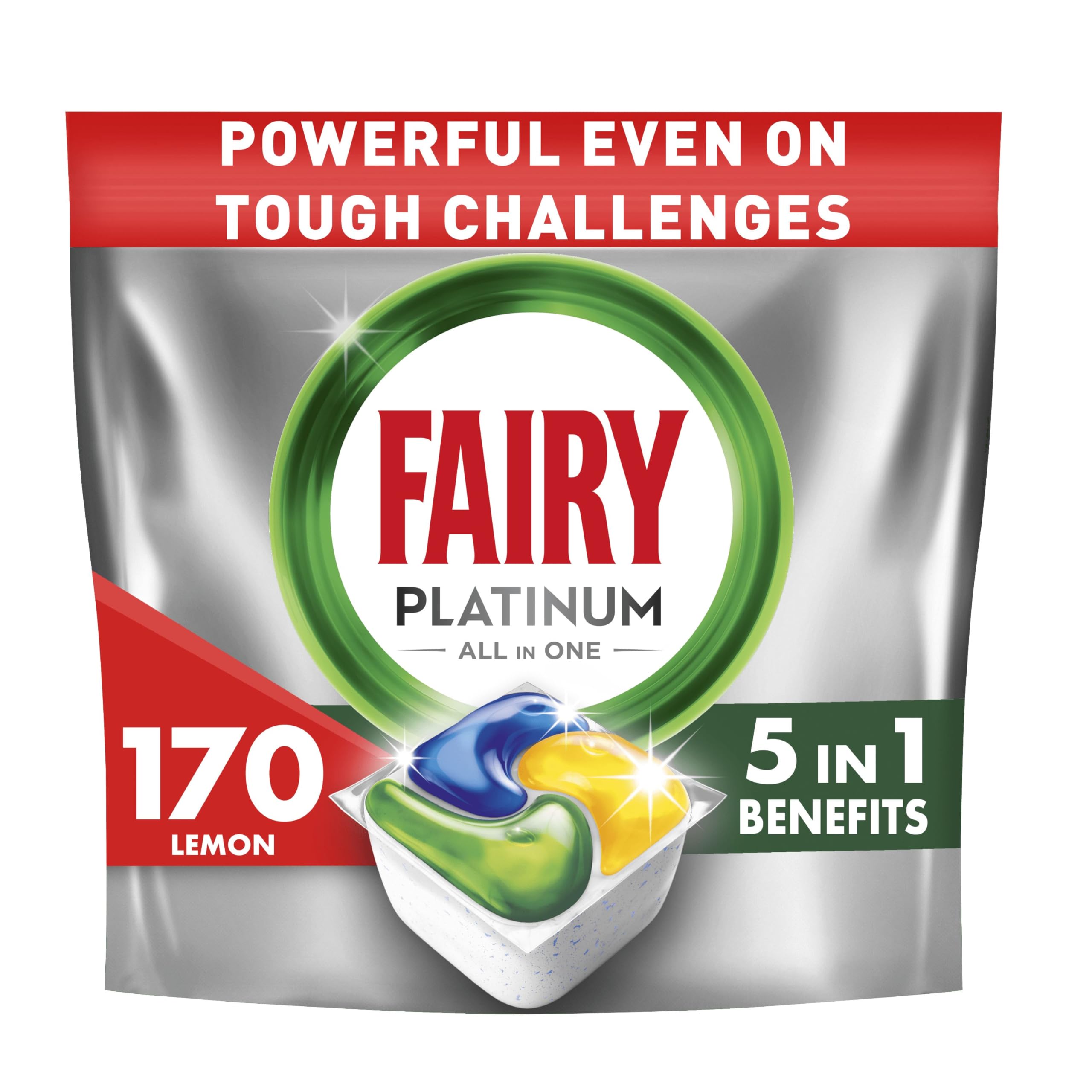 Fairy Platinum Dishwasher Tablets, Lemon, 170 Capsules